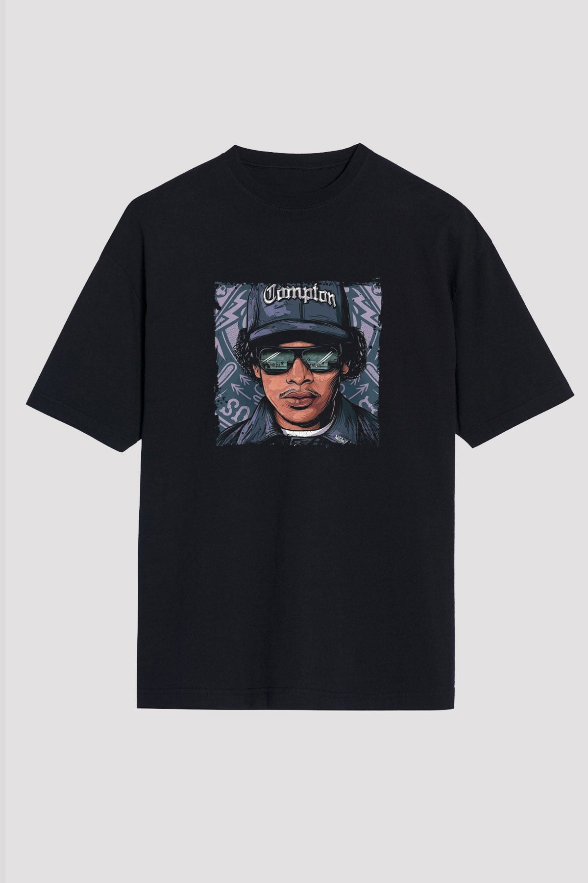 N.W.A Baskılı Unisex Oversize Siyah Tişört