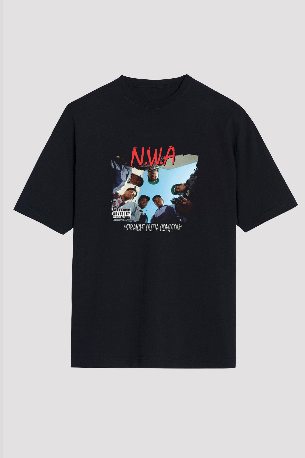 N.W.A Baskılı Unisex Oversize Siyah Tişört