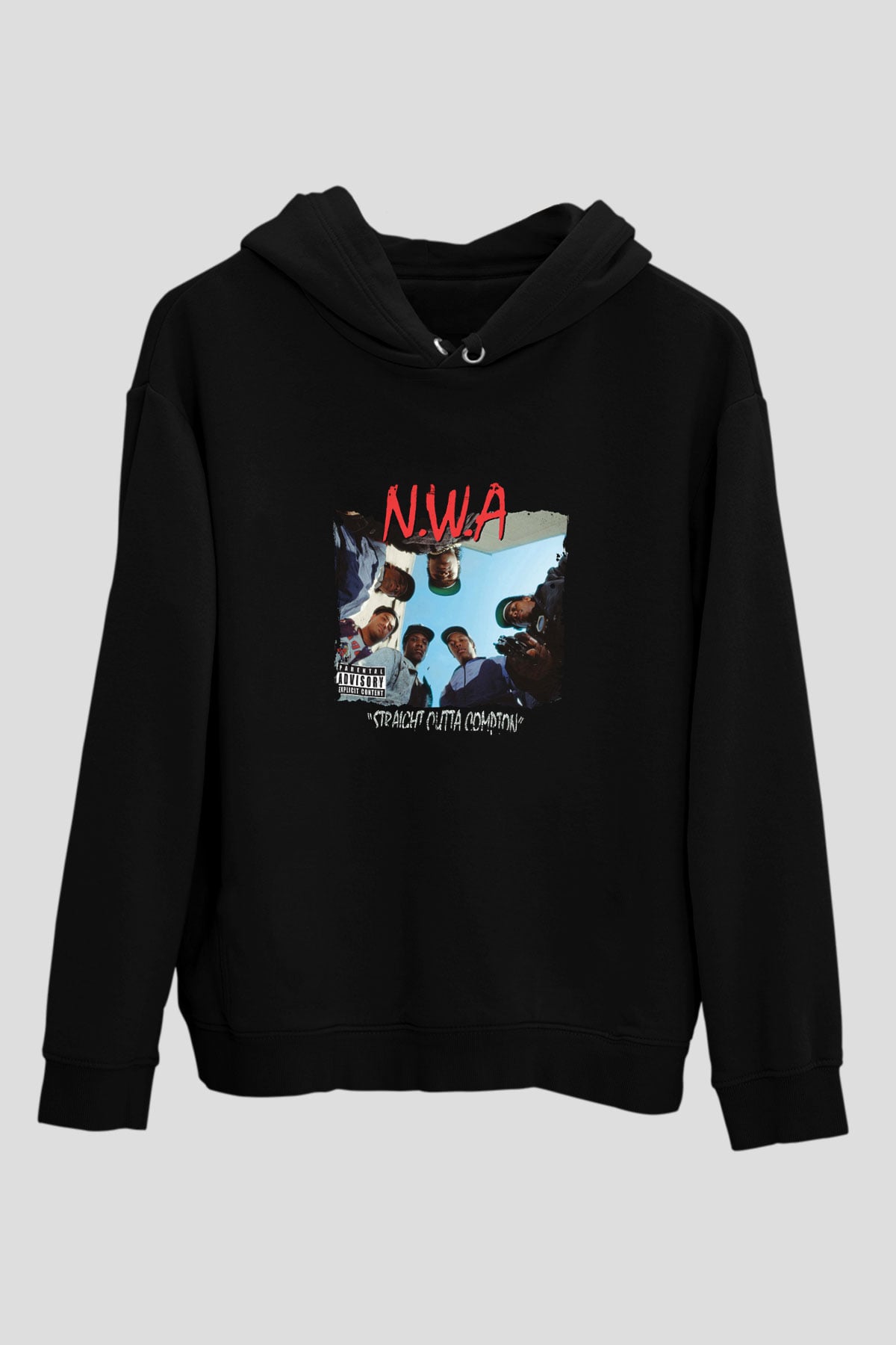 N.W.A Baskılı Unisex Siyah Hoodie