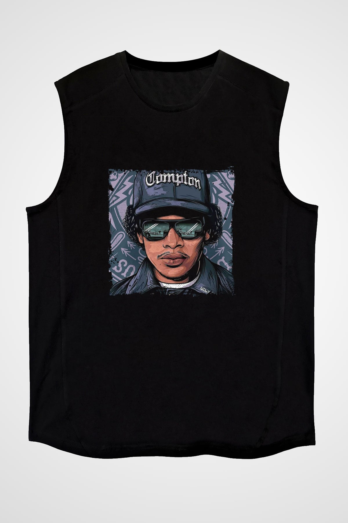 N.W.A Baskılı Unisex Siyah Kolsuz Tişört