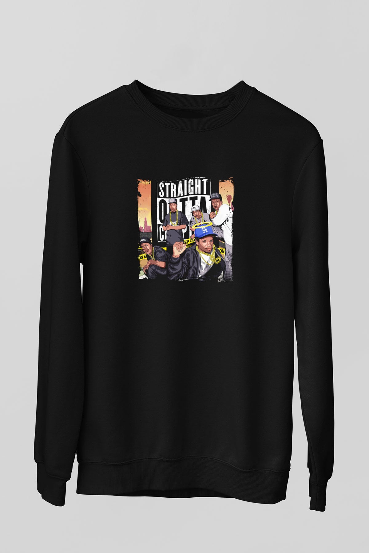 N.W.A Baskılı Unisex Siyah Sweatshirt