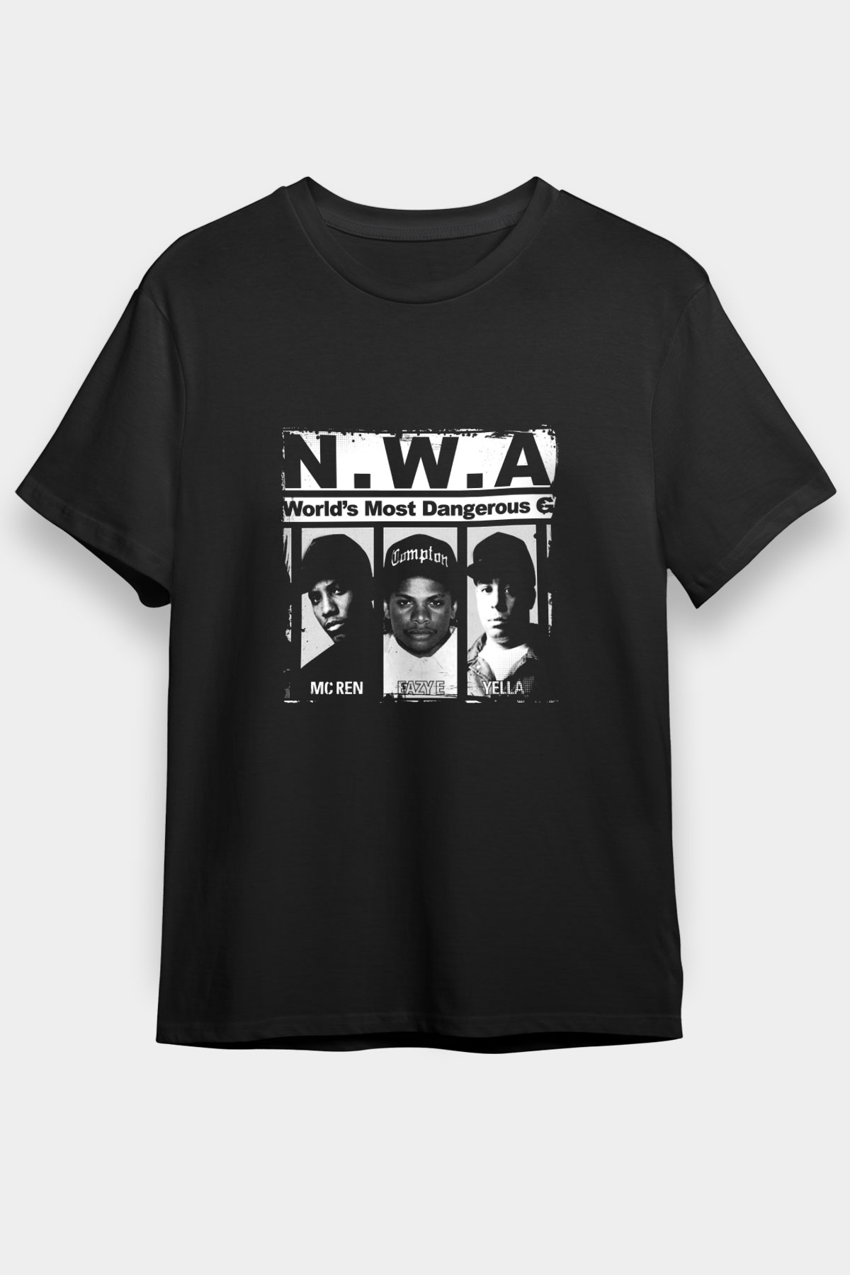 N.W.A Baskılı Unisex Siyah Tişört