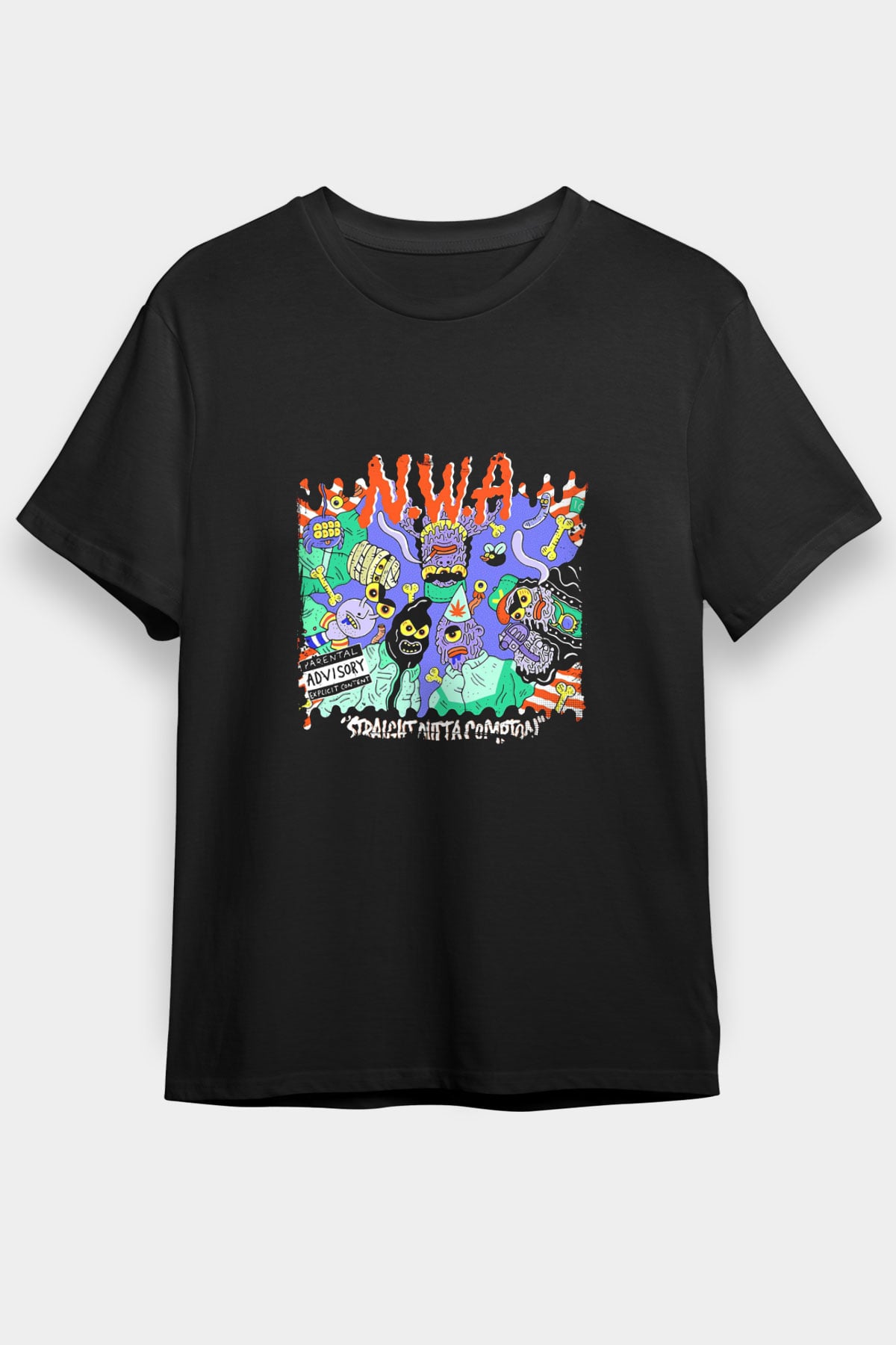 N.W.A Baskılı Unisex Siyah Tişört