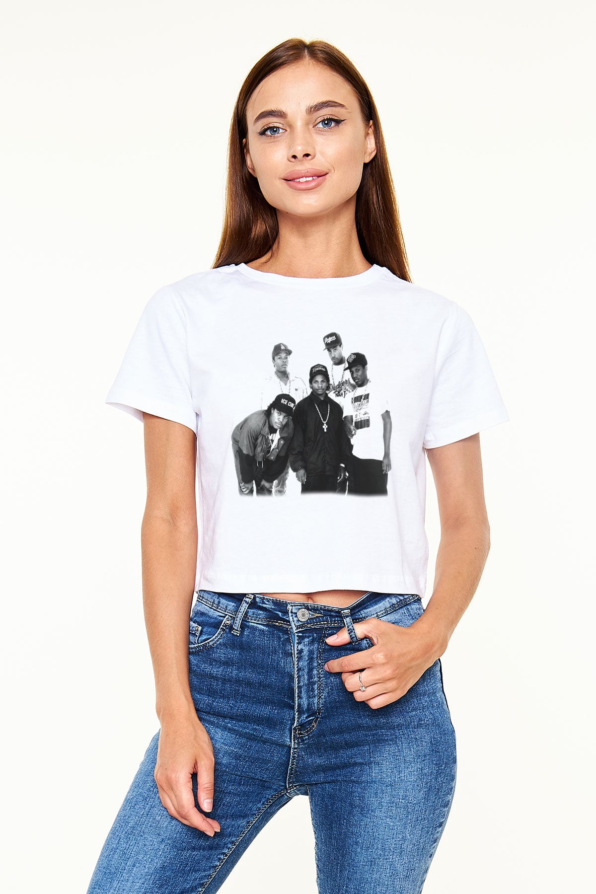 N.W.A Beyaz Croptop Tişört