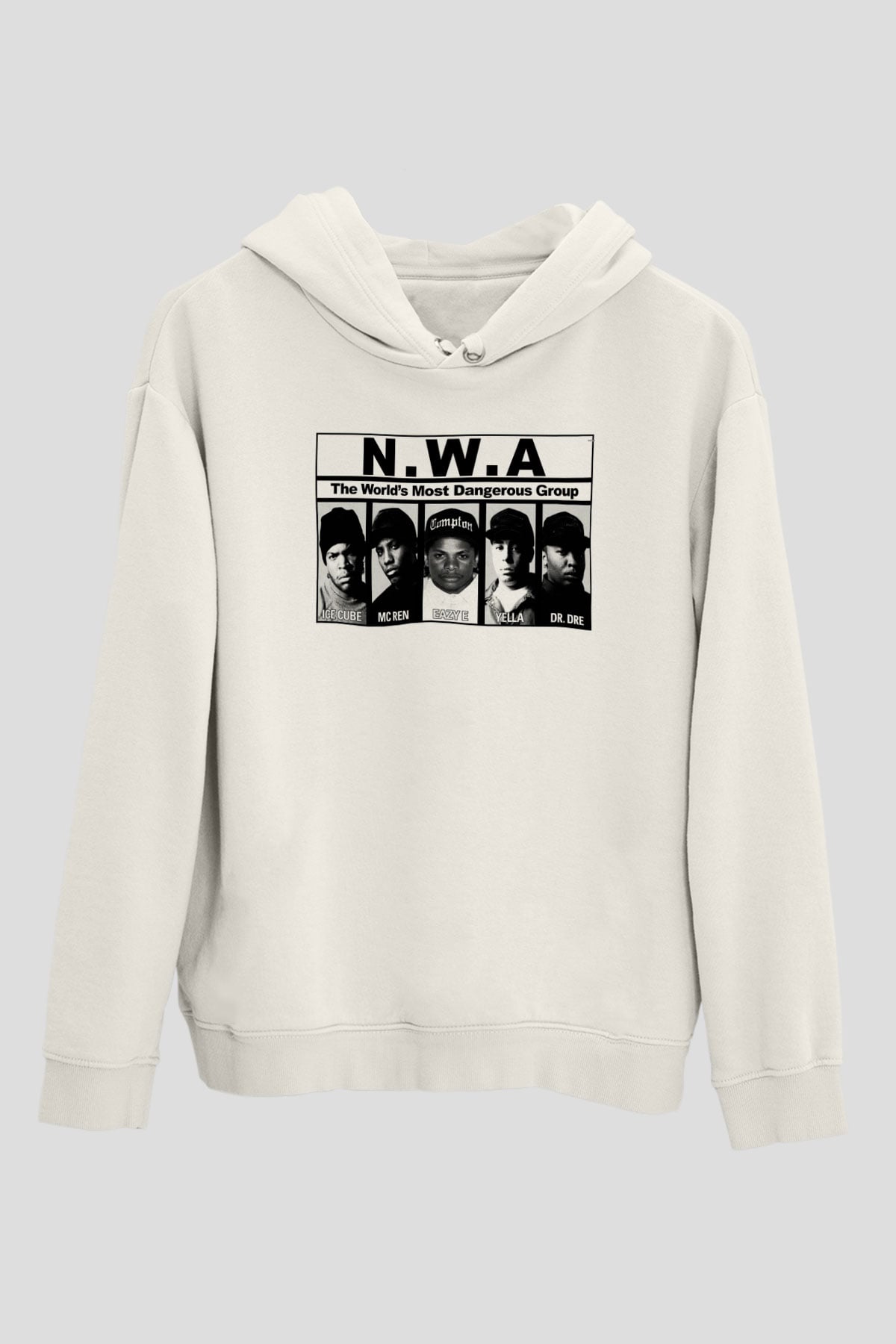 N.W.A Beyaz Unisex Kapşonlu Sweatshirt