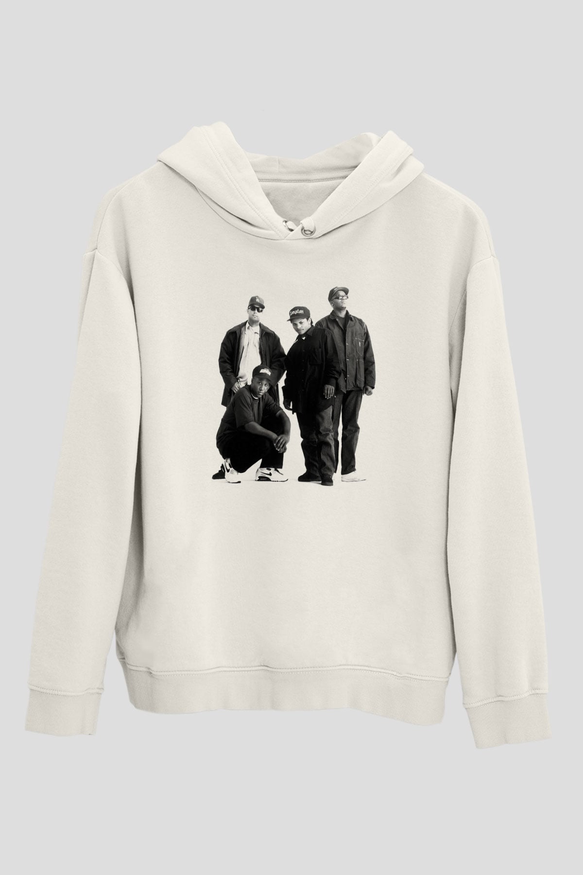 N.W.A Beyaz Unisex Kapüşonlu Sweatshirt