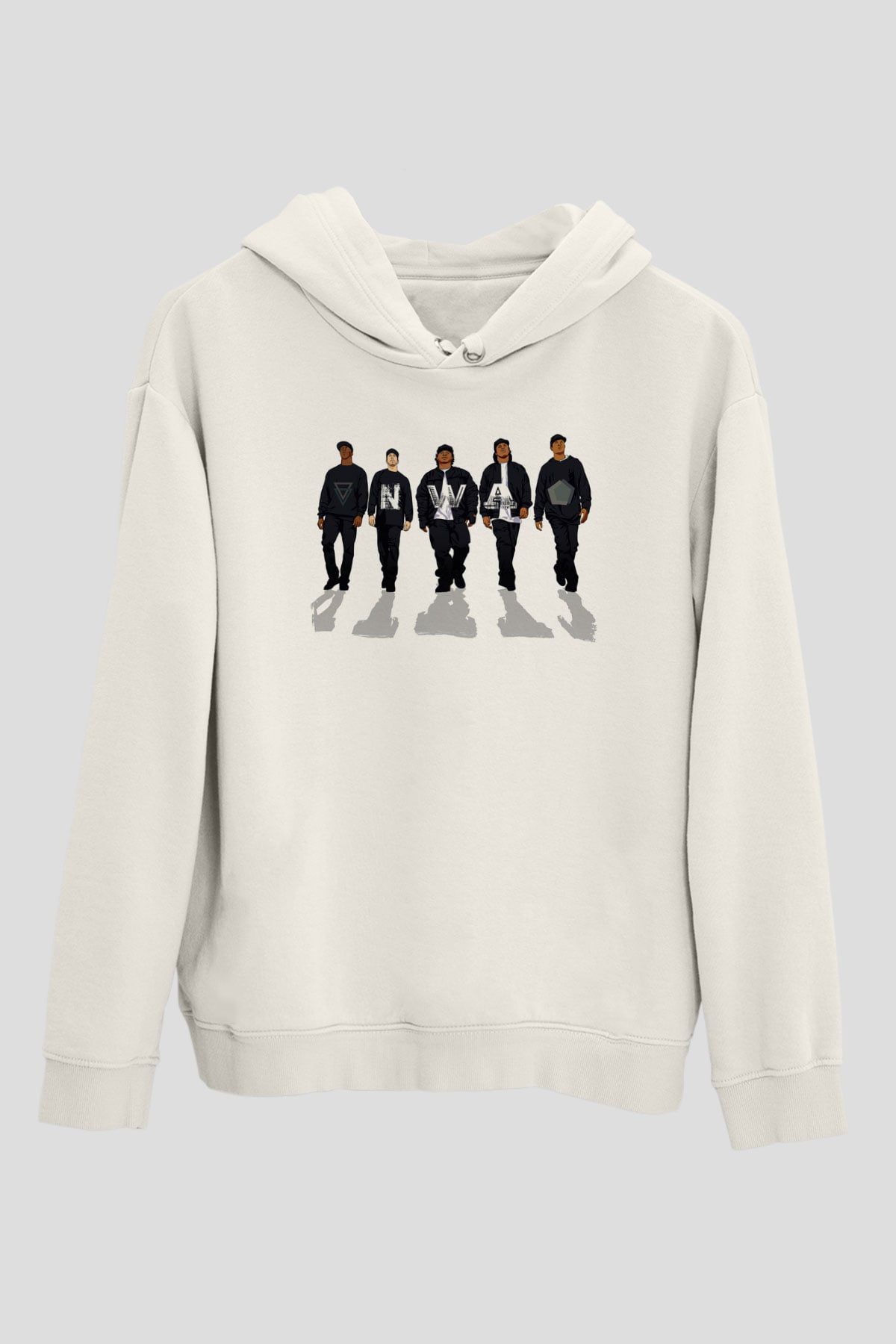N.W.A Beyaz Unisex Kapüşonlu Sweatshirt