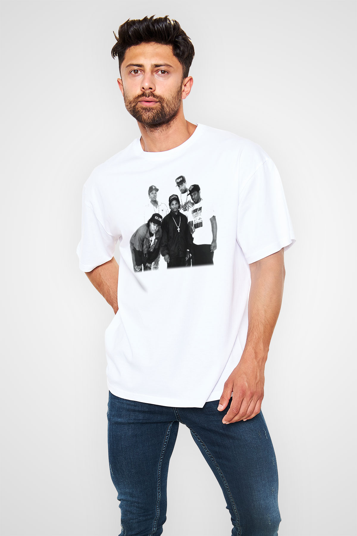 N.W.A Beyaz Unisex Oversize Tişört T-Shirt