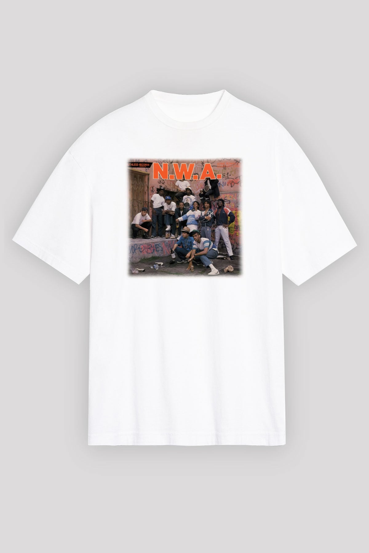 N.W.A Beyaz Unisex Oversize Tişört T-Shirt