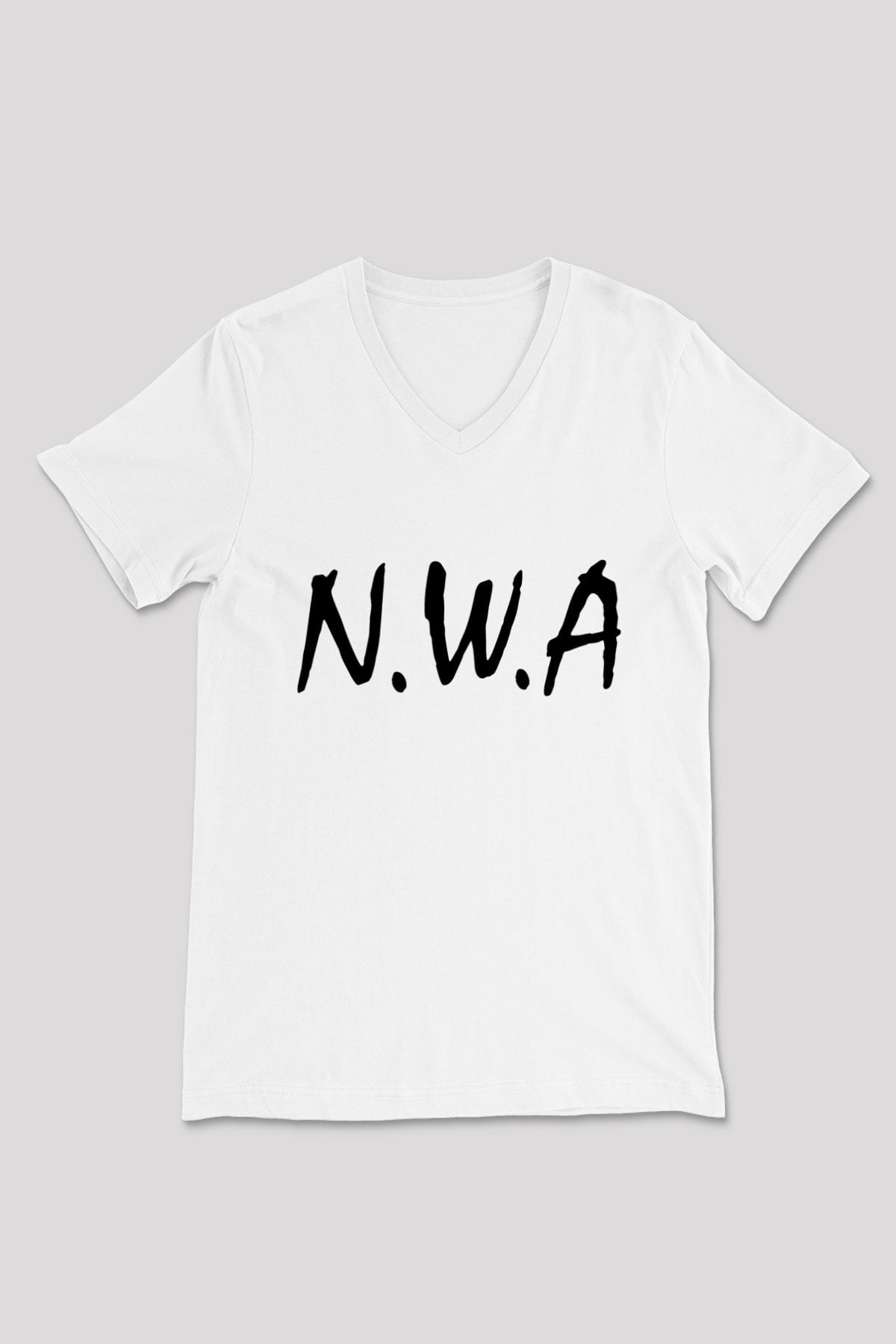 N.W.A Beyaz Unisex V Yaka Tişört T-Shirt