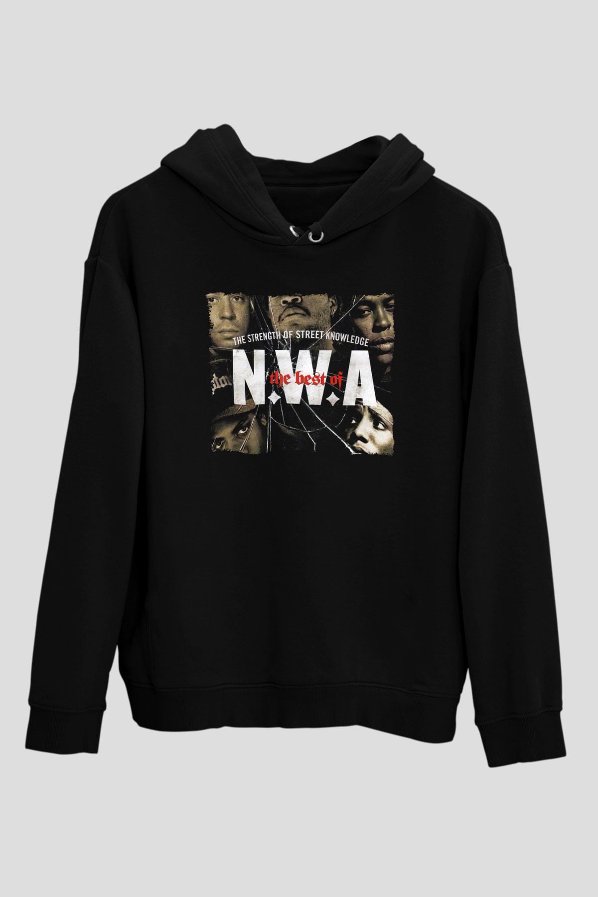 N.W.A Siyah Unisex Kapüşonlu Sweatshirt