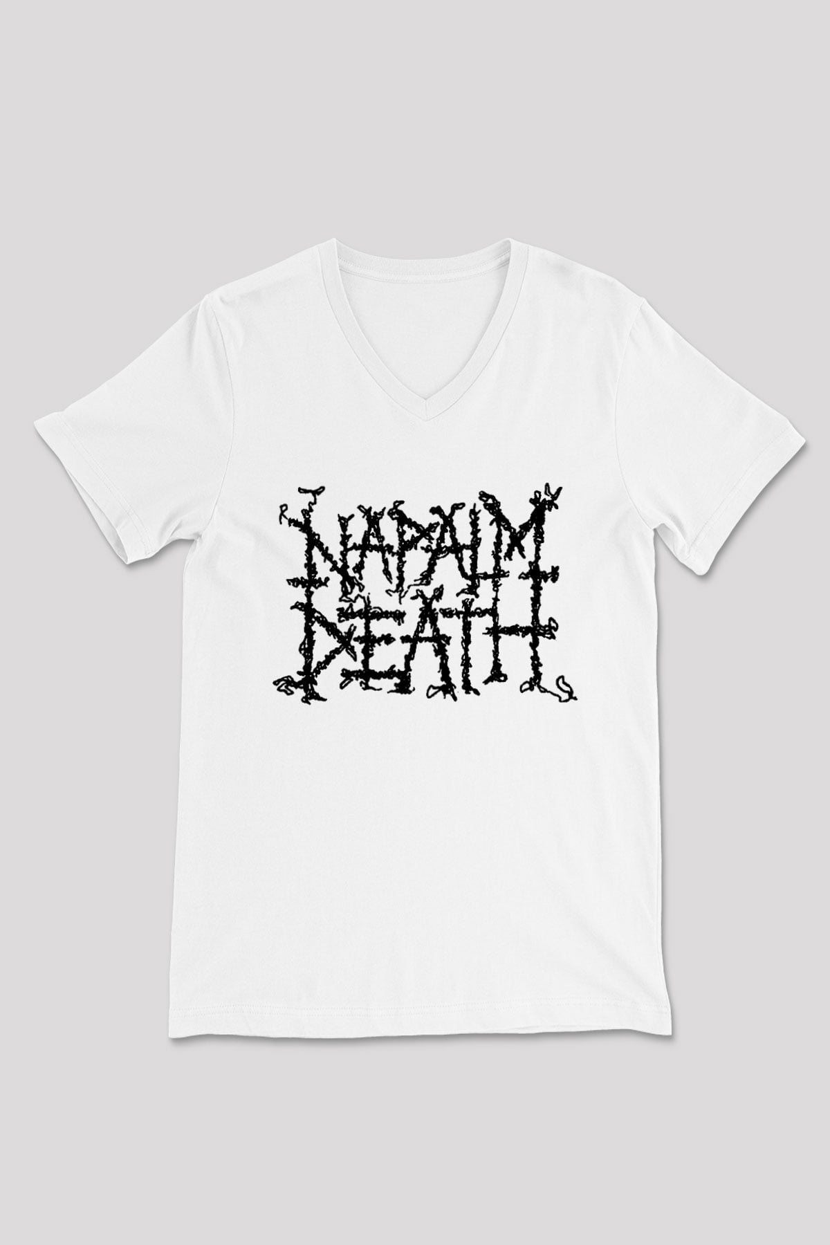 Napalm Death Beyaz Unisex V Yaka Tişört T-Shirt