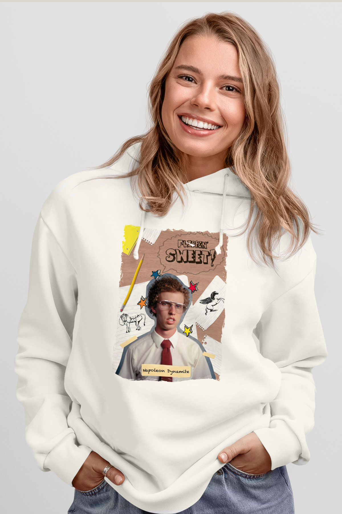 Napoleon Dynamite Beyaz Unisex Hoodie