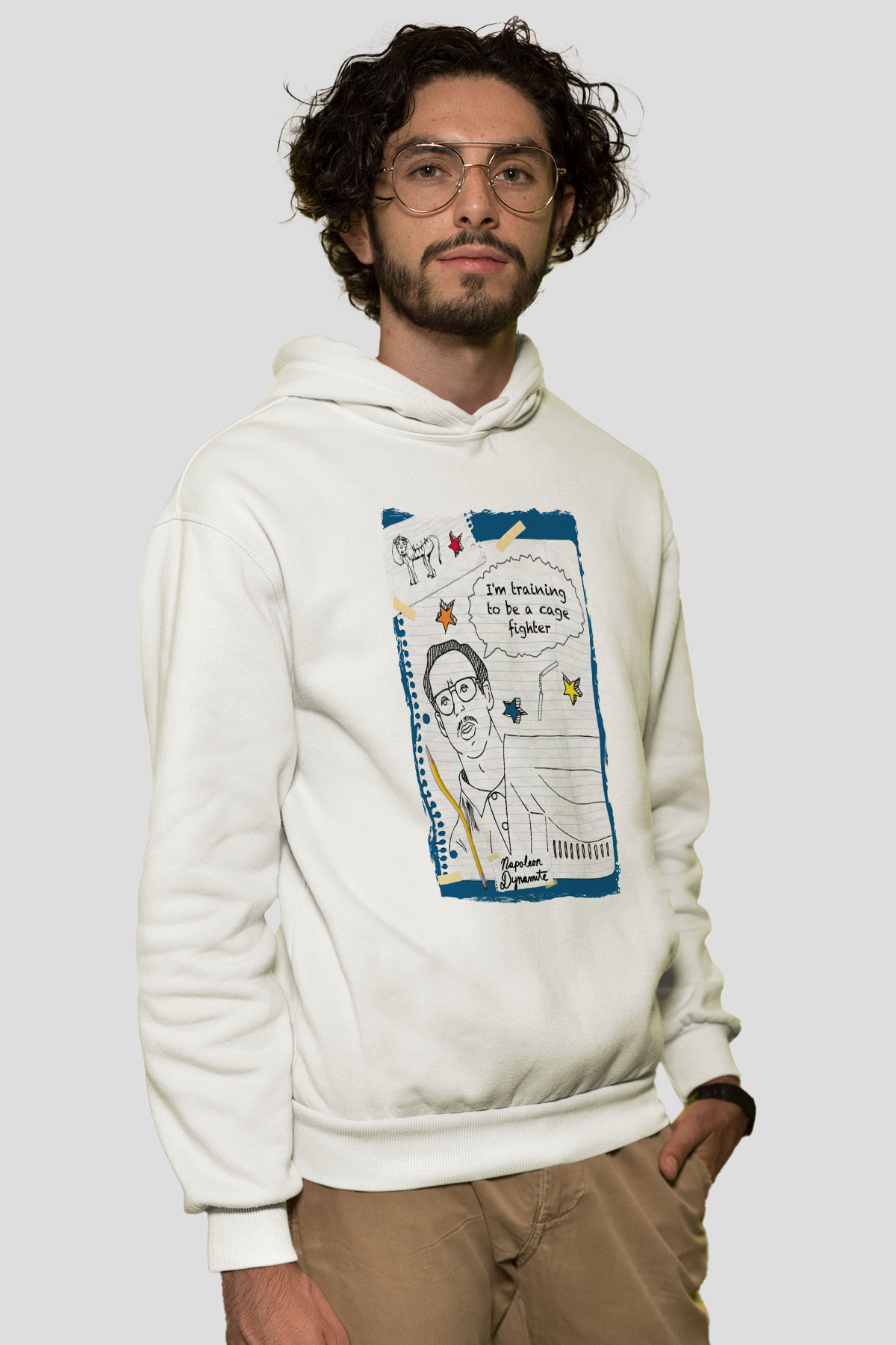 Napoleon Dynamite Beyaz Unisex Hoodie