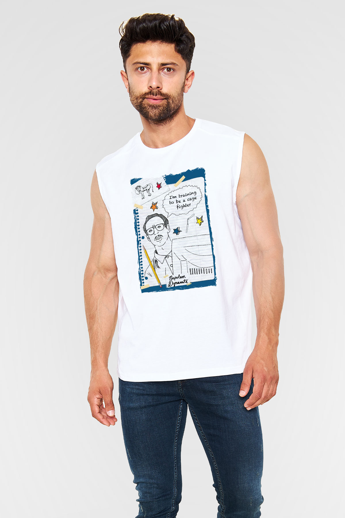 Napoleon Dynamite Beyaz Unisex Kolsuz Tişört