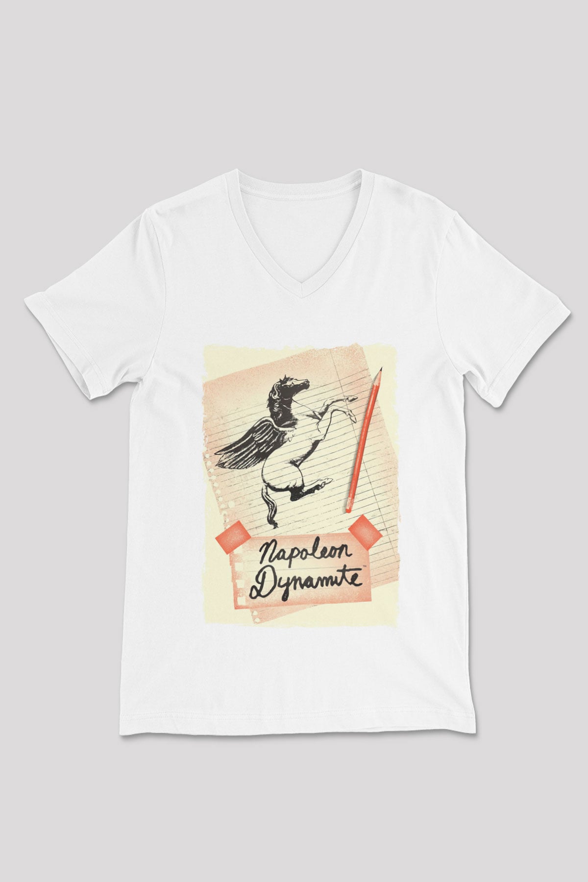Napoleon Dynamite Beyaz Unisex V Yaka Tişört