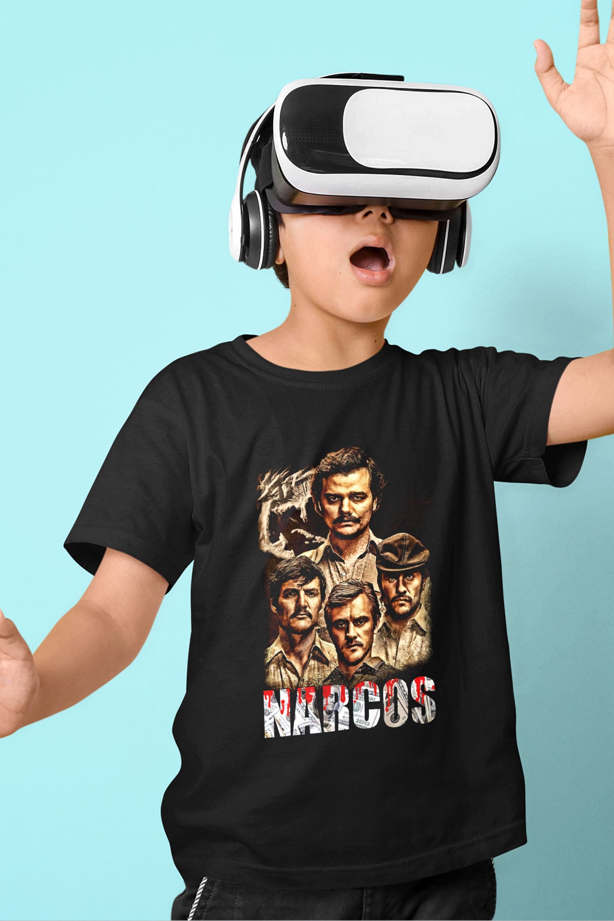 Narcos Pablo Escobar Baskılı Siyah Unisex Çocuk Tişört