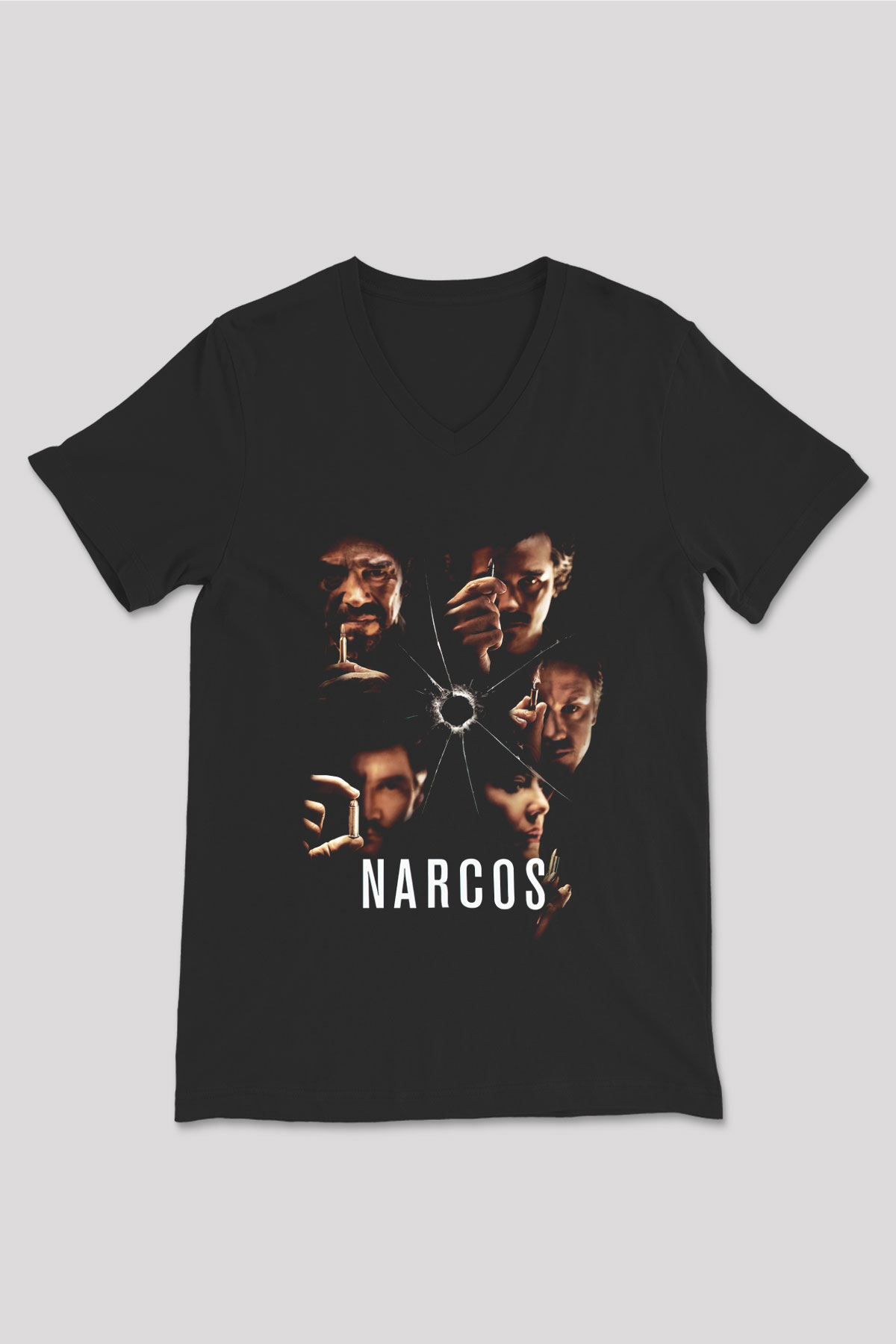 Narcos Pablo Escobar Siyah Unisex V Yaka Tişört T-Shirt