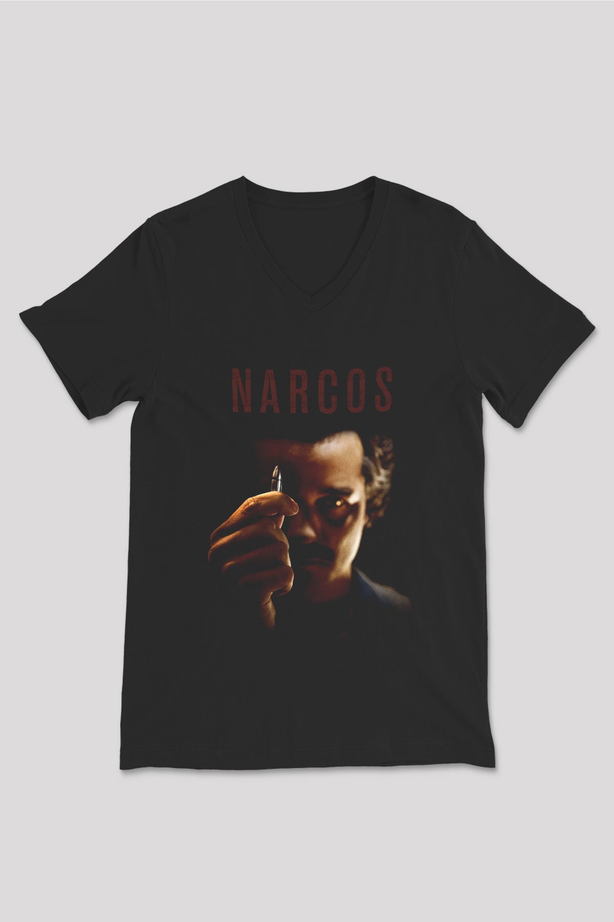 Narcos Pablo Escobar Siyah Unisex V Yaka Tişört T-Shirt