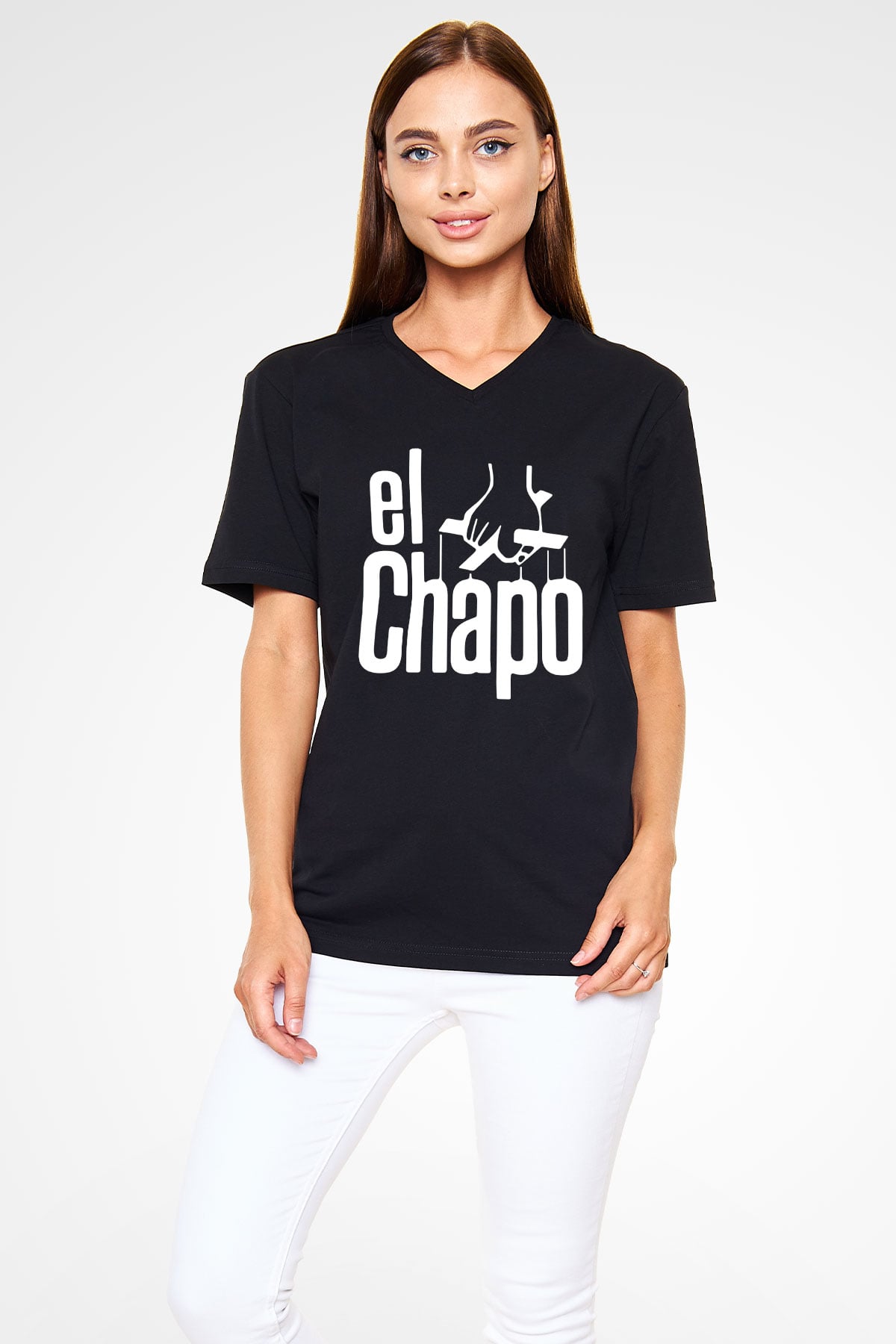 Narcos Pablo Escobar Siyah Unisex V Yaka Tişört T-Shirt