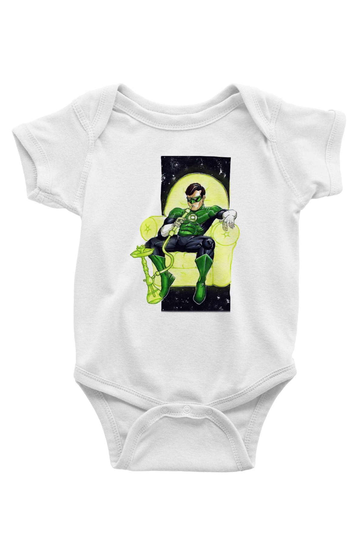 Nargile Baskılı Beyaz Unisex Bebek Body - Zıbın