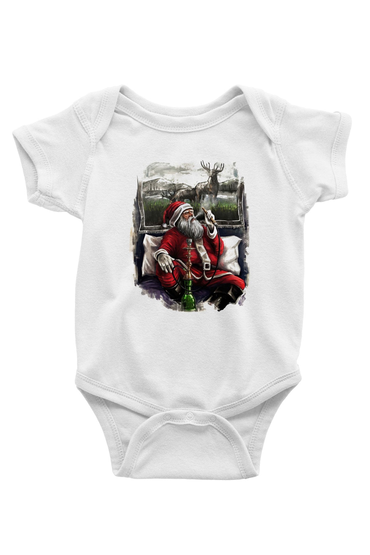 Nargile Baskılı Beyaz Unisex Bebek Body - Zıbın
