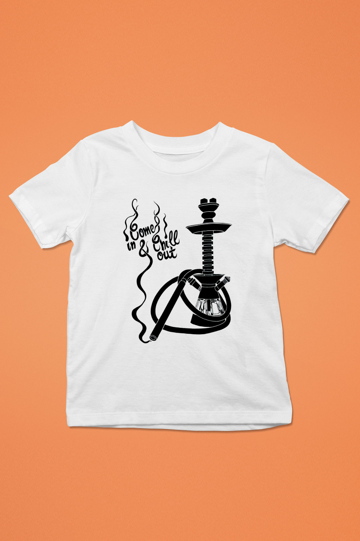 Nargile Baskılı Beyaz Unisex Çocuk Tişört