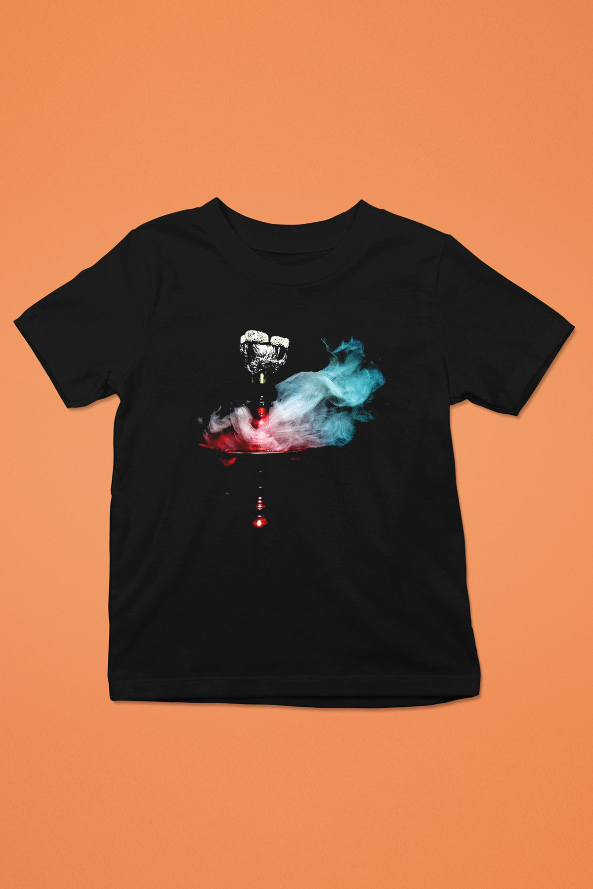 Nargile Baskılı Siyah Unisex Çocuk Tişört