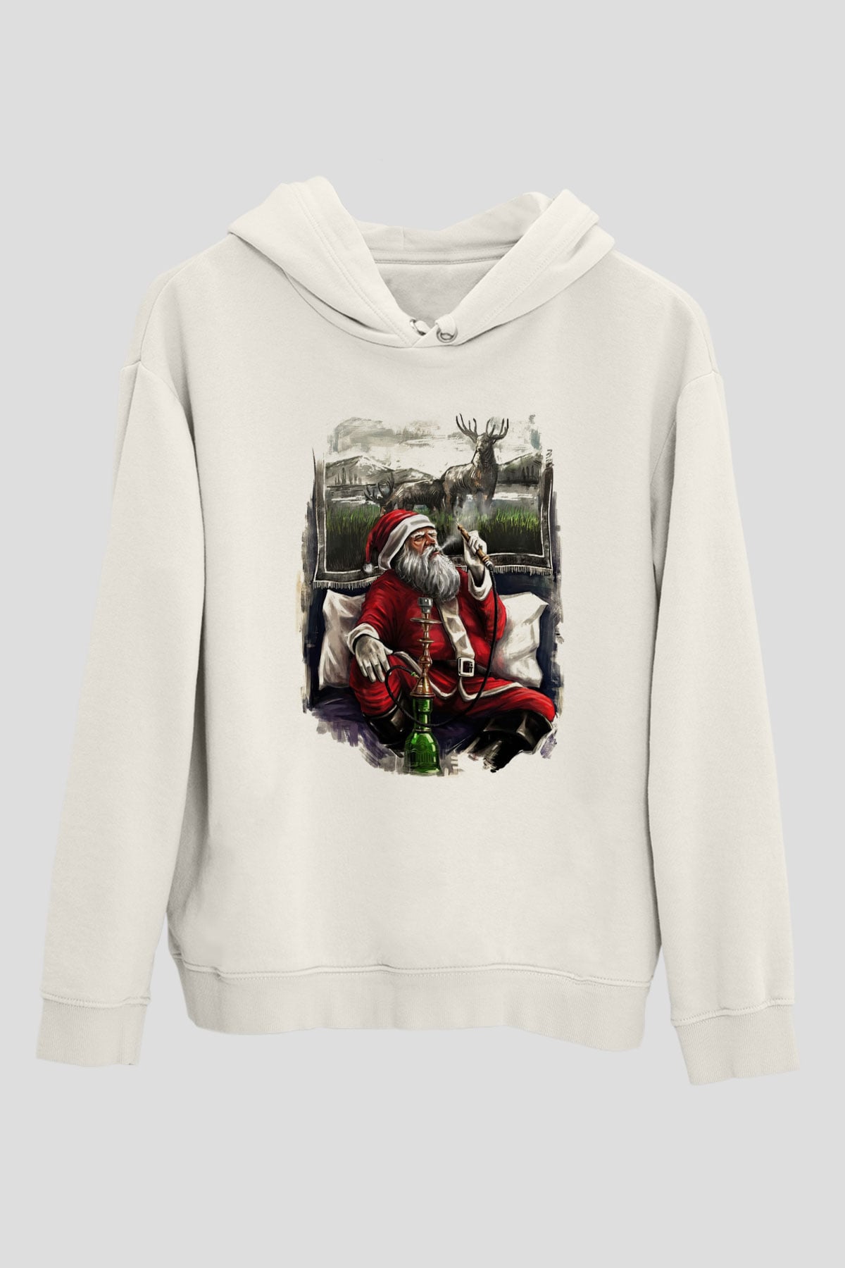 Nargile Beyaz Unisex Kapşonlu Sweatshirt