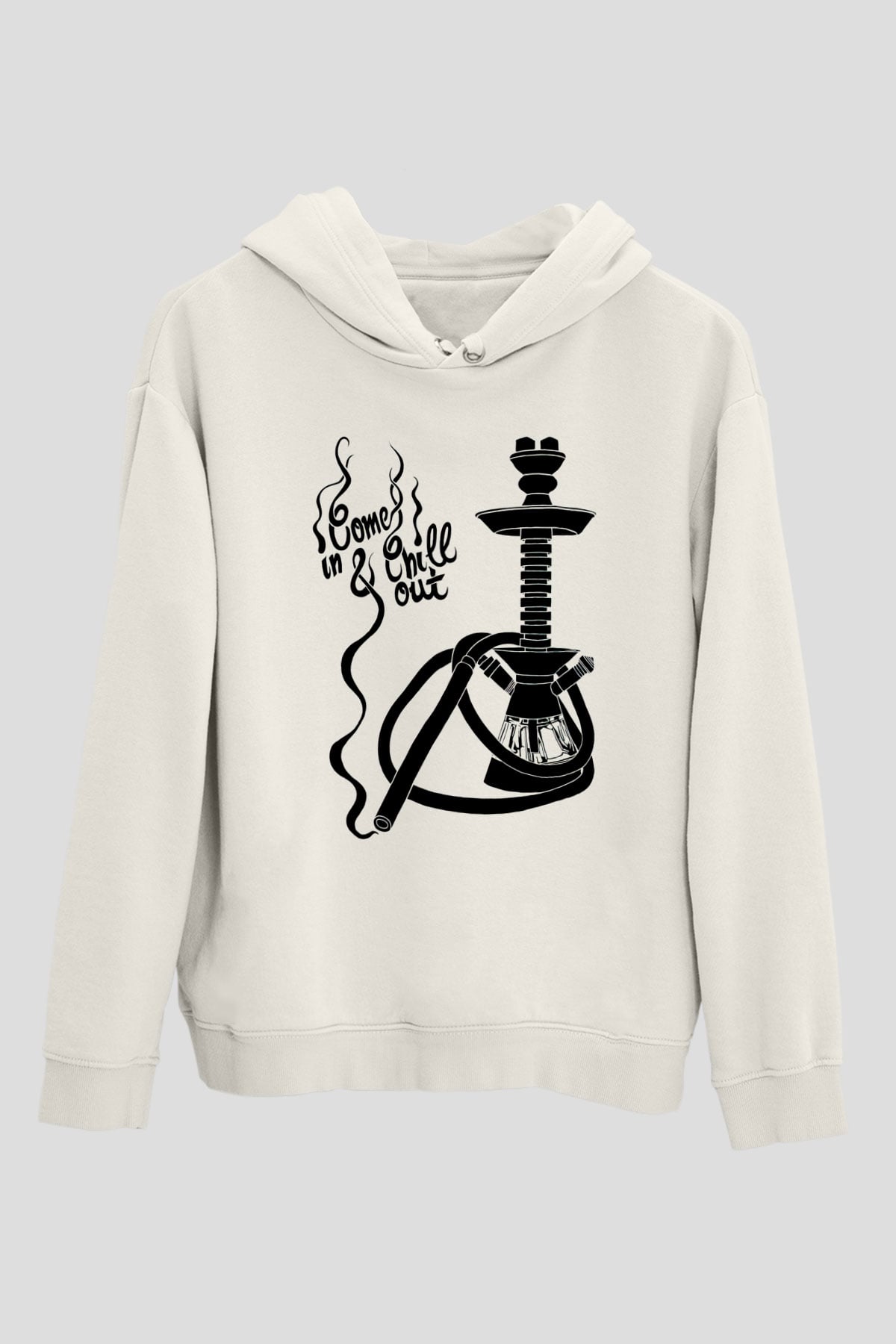 Nargile Beyaz Unisex Kapşonlu Sweatshirt