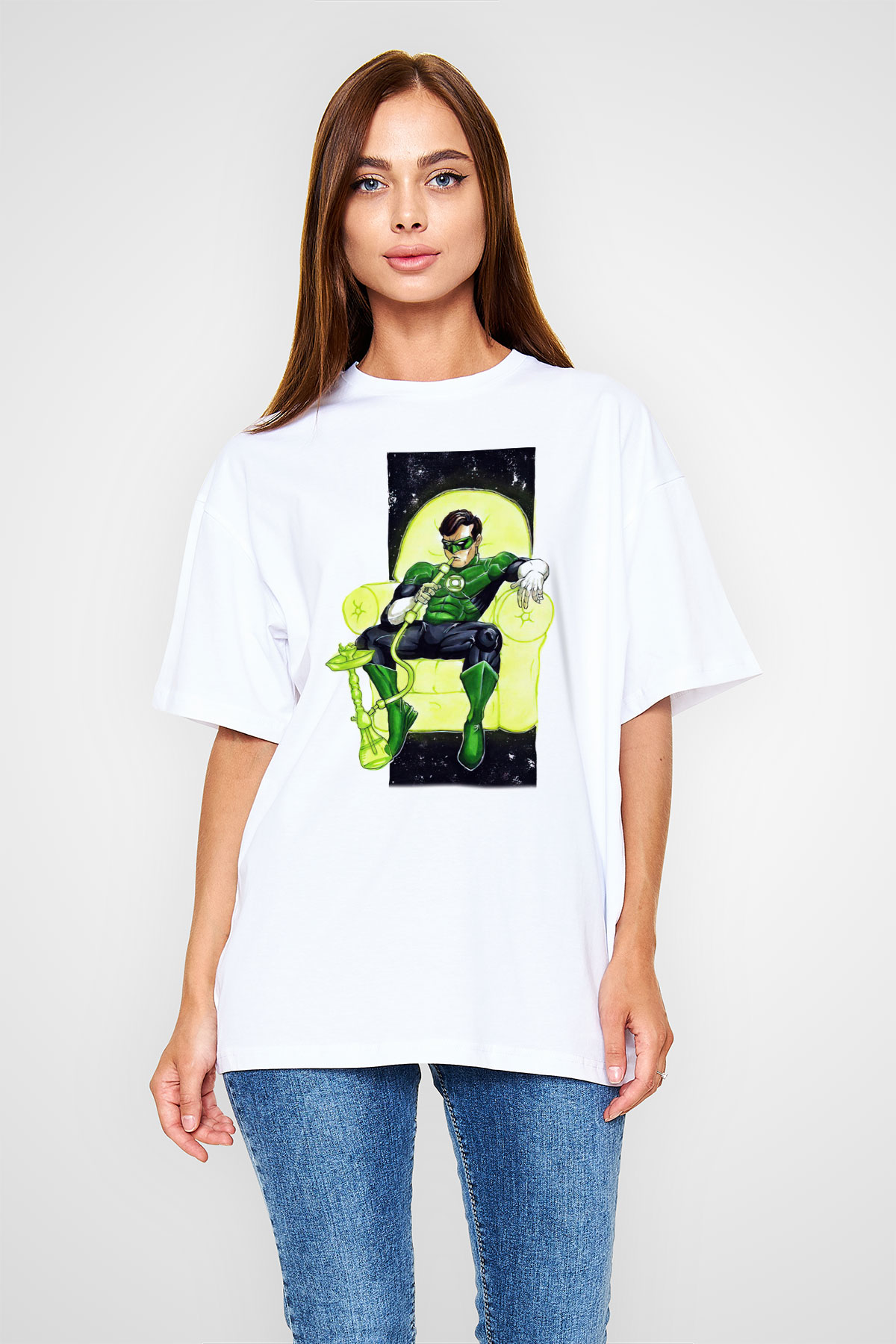 Nargile Beyaz Unisex Oversize Tişört T-Shirt