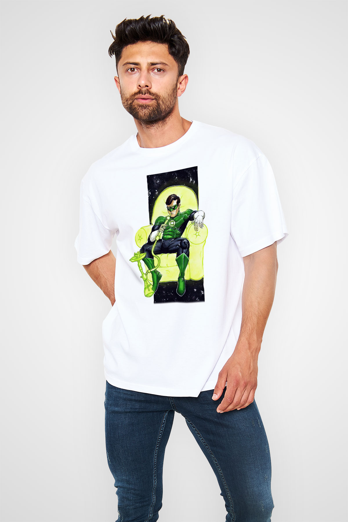 Nargile Beyaz Unisex Oversize Tişört T-Shirt