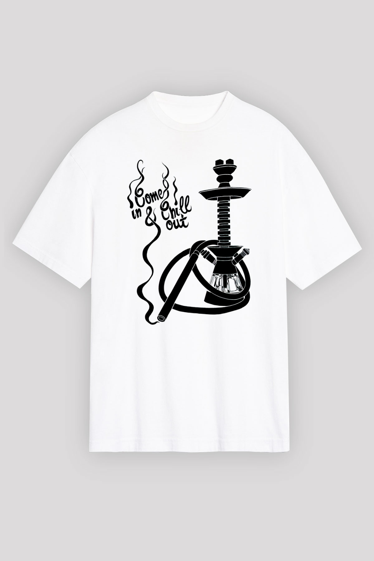 Nargile Beyaz Unisex Oversize Tişört T-Shirt