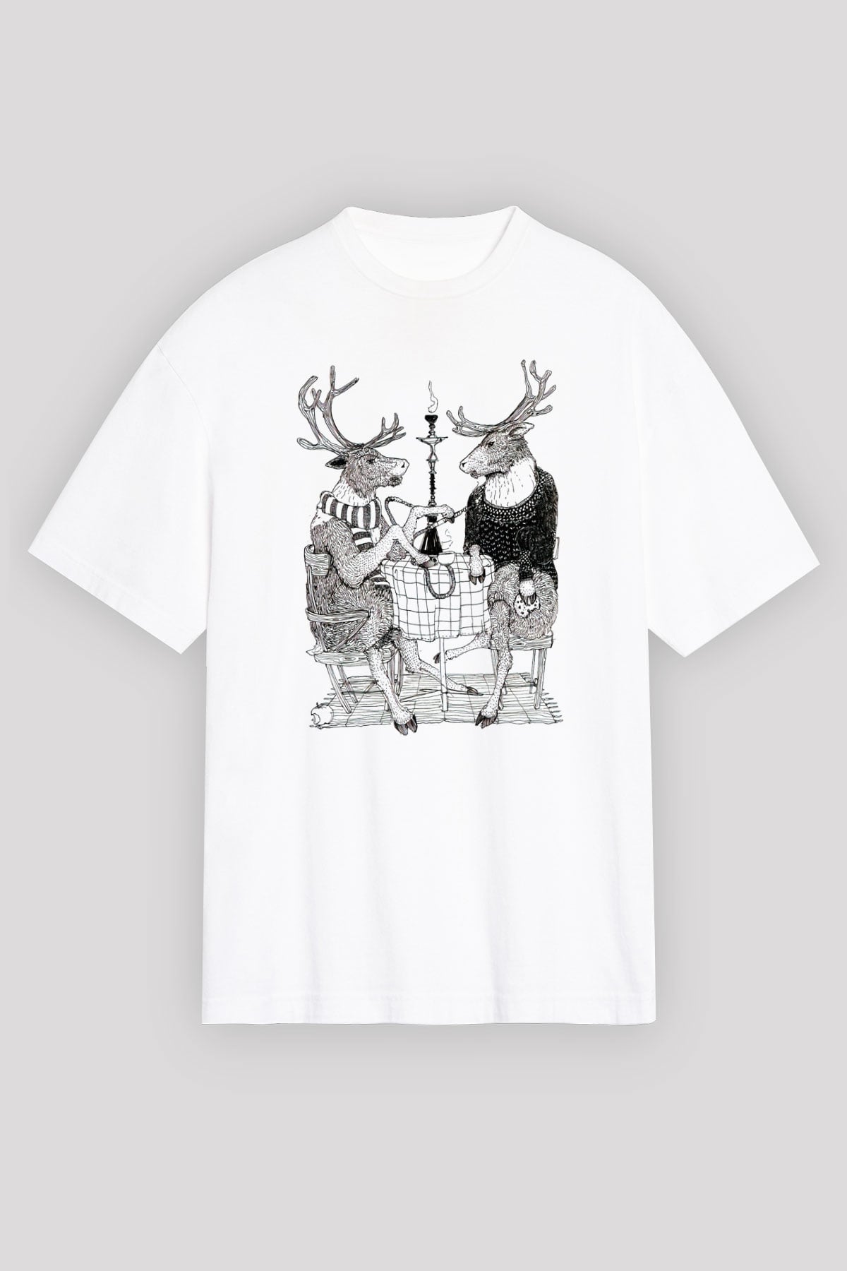 Nargile Beyaz Unisex Oversize Tişört T-Shirt