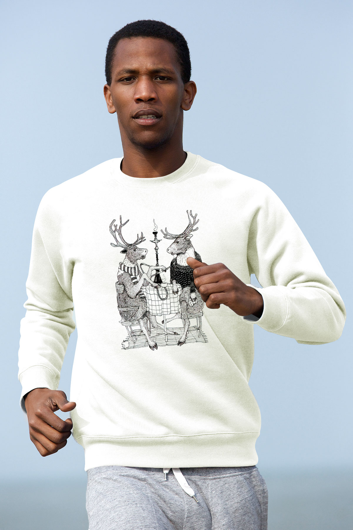Nargile Beyaz Unisex Sweatshirt
