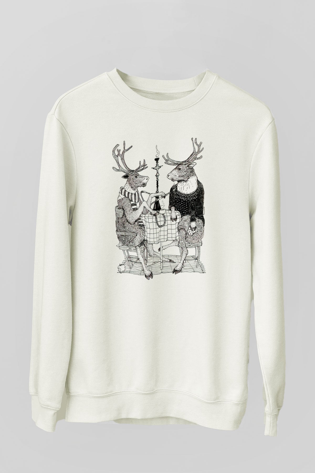 Nargile Beyaz Unisex Sweatshirt
