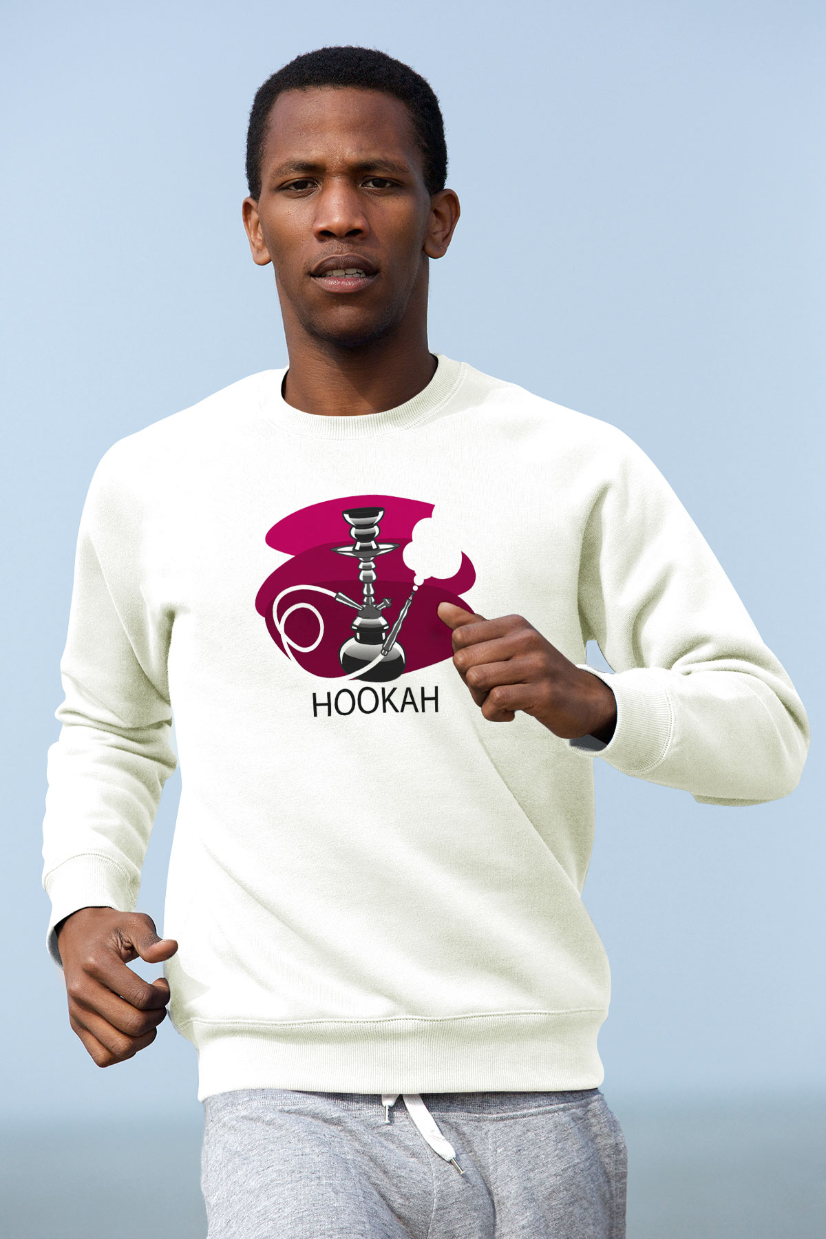 Nargile Beyaz Unisex Sweatshirt