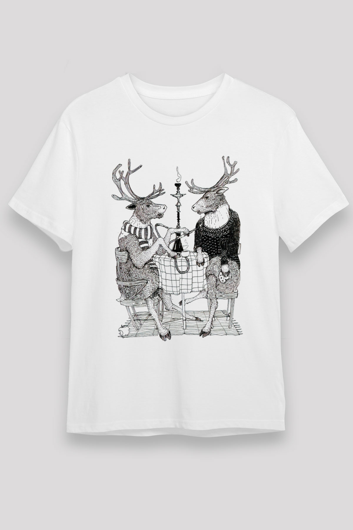 Nargile Beyaz Unisex Tişört T-Shirt - TişörtFabrikası