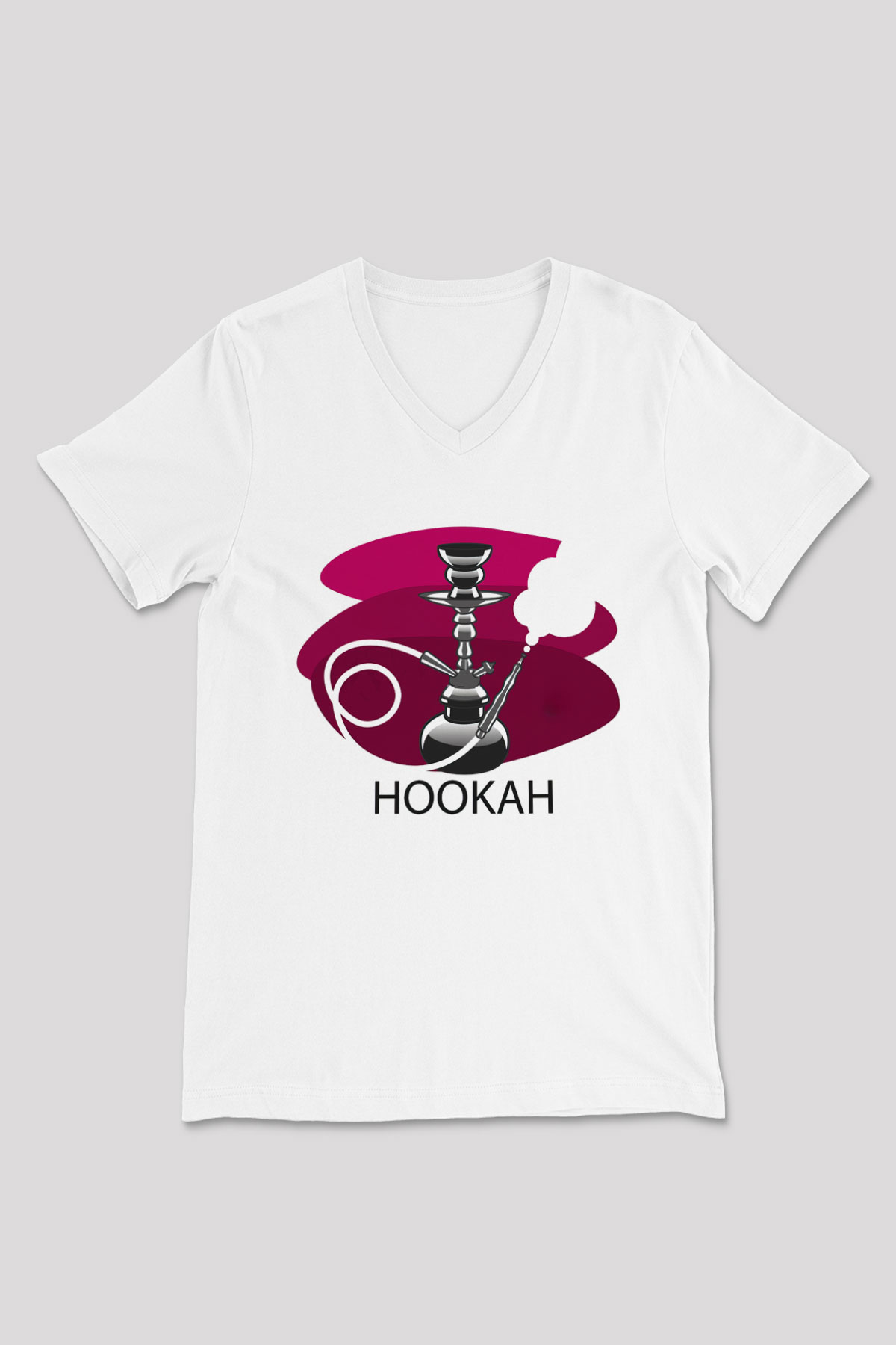 Nargile Beyaz Unisex V Yaka Tişört T-Shirt