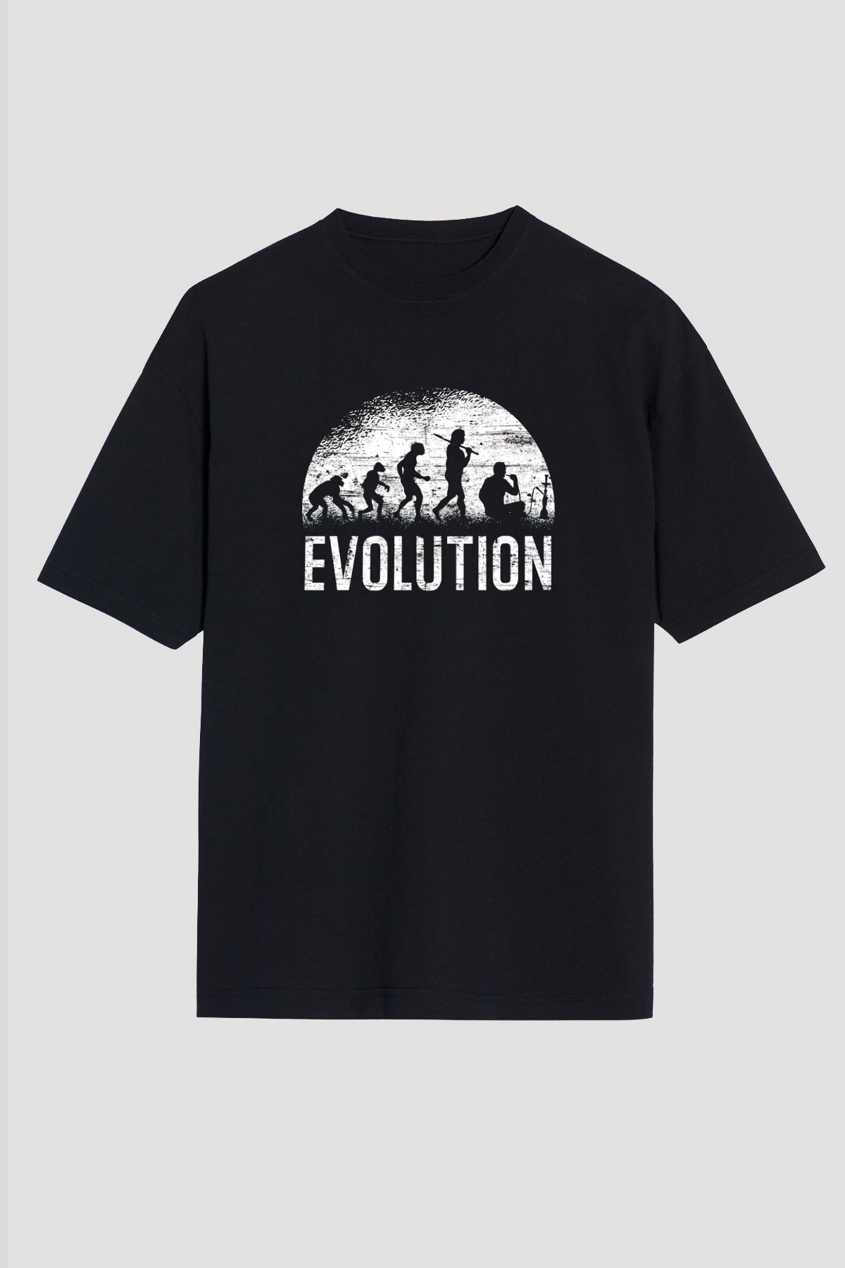 Nargile Evrimi Baskılı Unisex Oversize Tişört - Tshirt