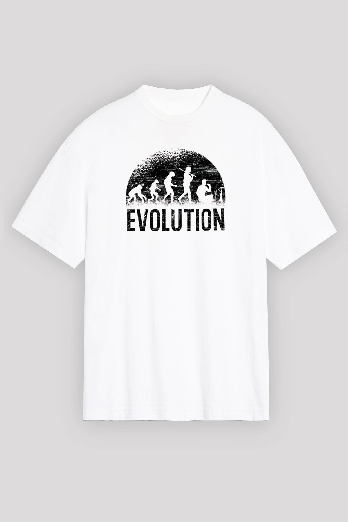 Nargile Evrimi Baskılı Unisex Oversize Beyaz Tişört - Tshirt