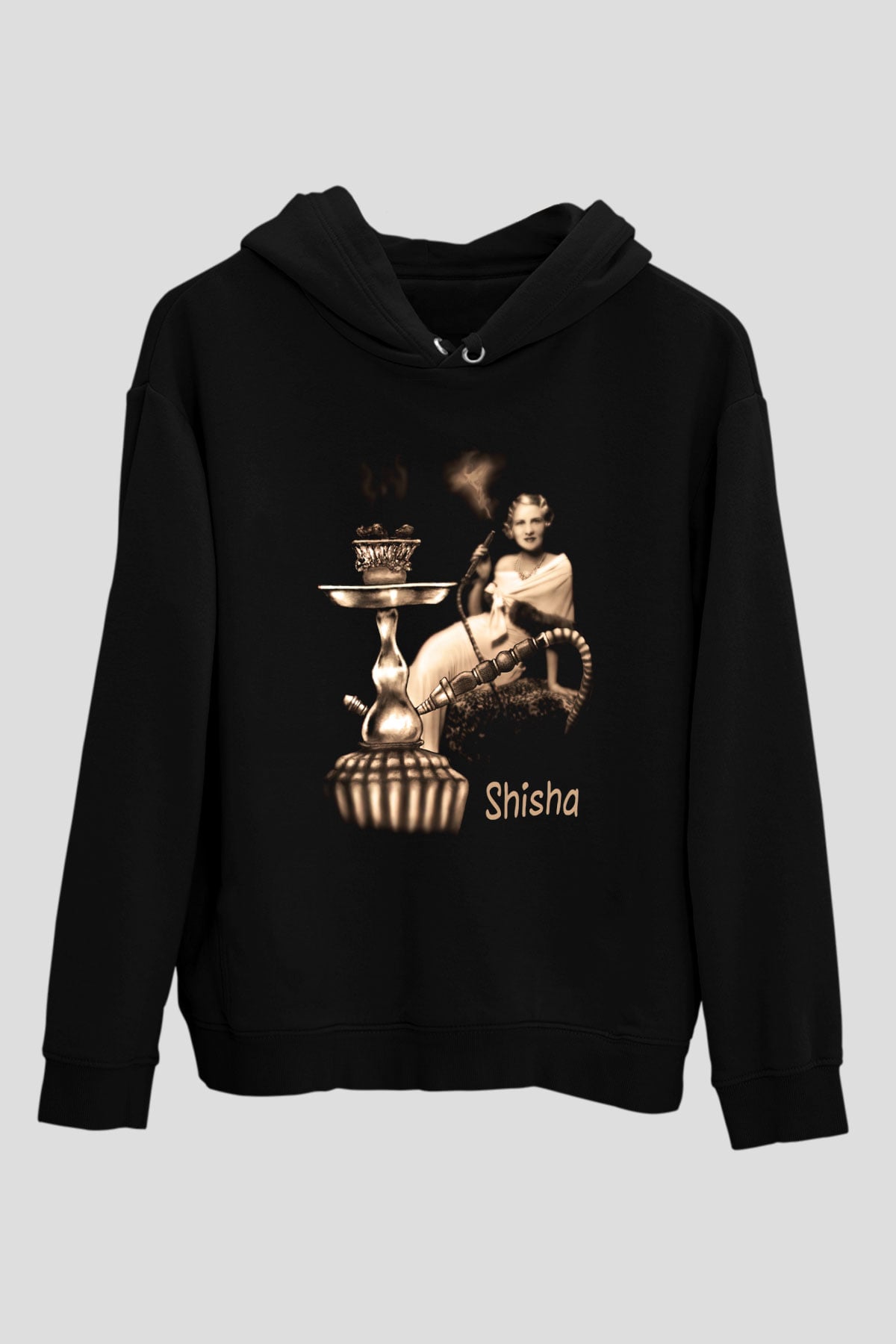 Nargile Siyah Unisex Kapşonlu Sweatshirt