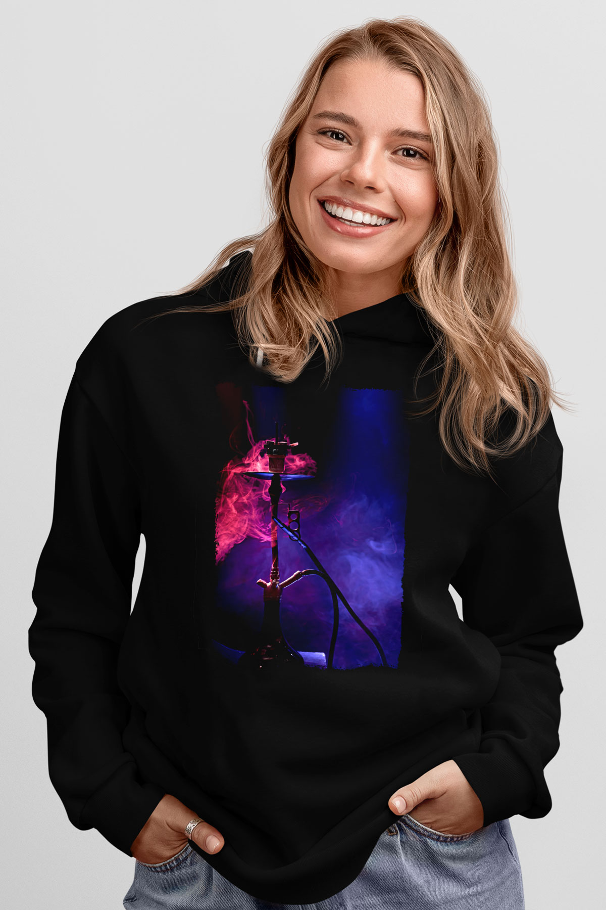 Nargile Siyah Unisex Kapüşonlu Sweatshirt