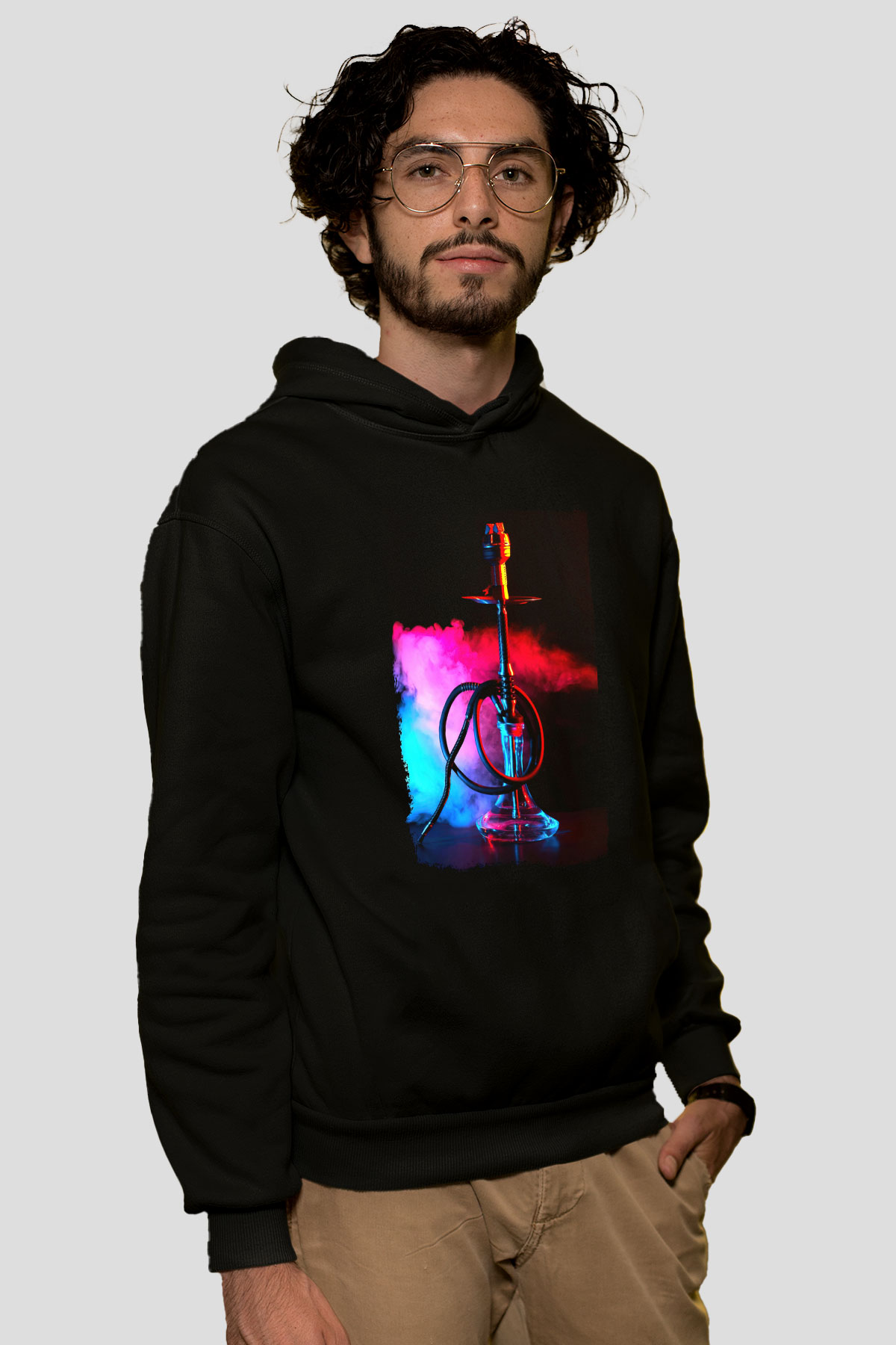 Nargile Siyah Unisex Kapüşonlu Sweatshirt