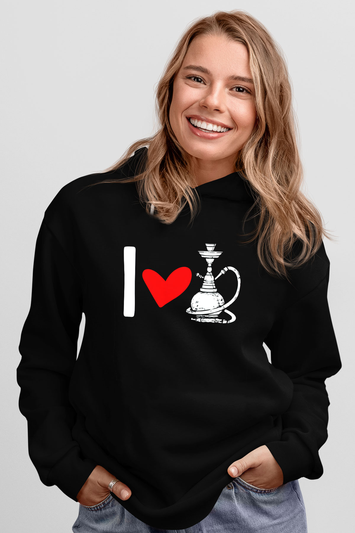 Nargile Siyah Unisex Kapüşonlu Sweatshirt