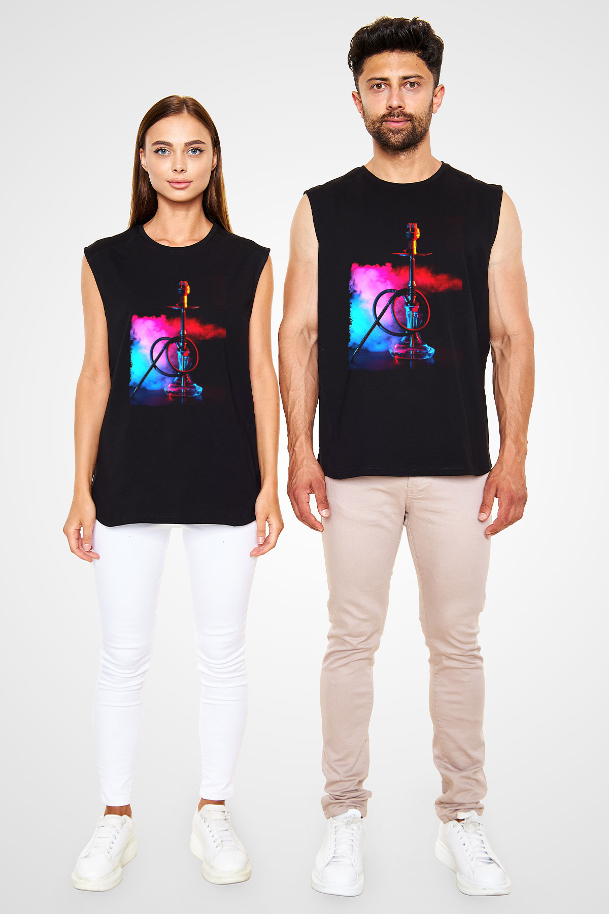 Nargile Siyah Unisex Kolsuz Tişört