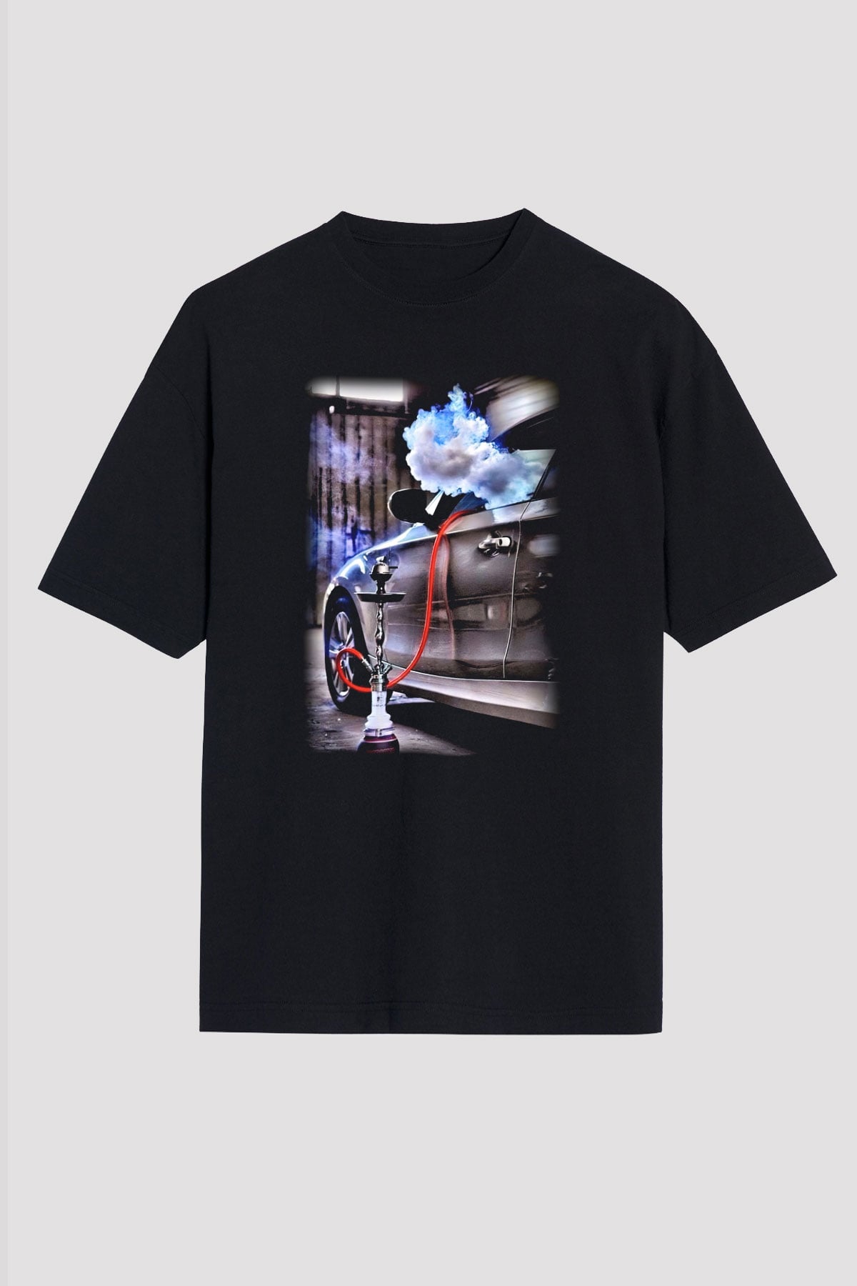 Nargile Siyah Unisex Oversize Tişört T-Shirt
