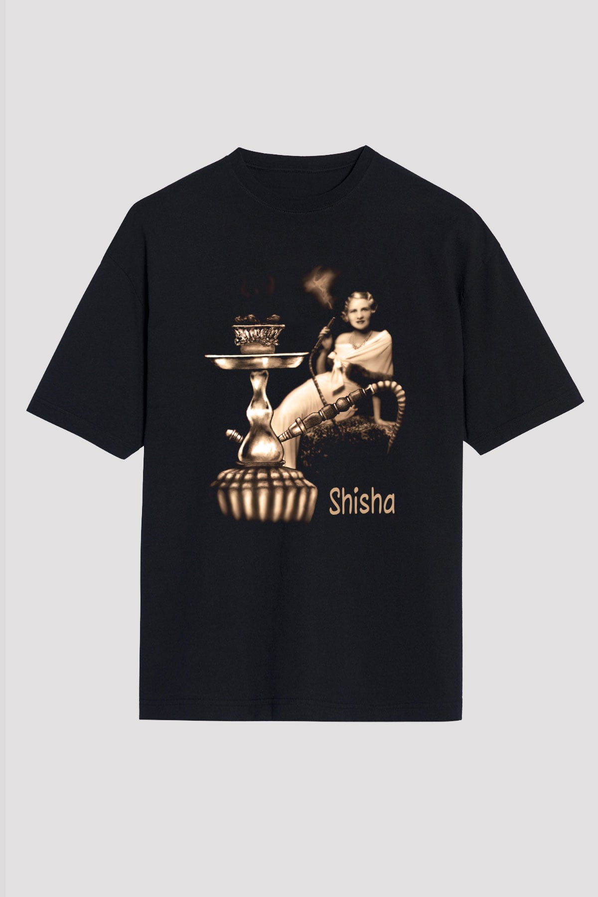 Nargile Siyah Unisex Oversize Tişört T-Shirt