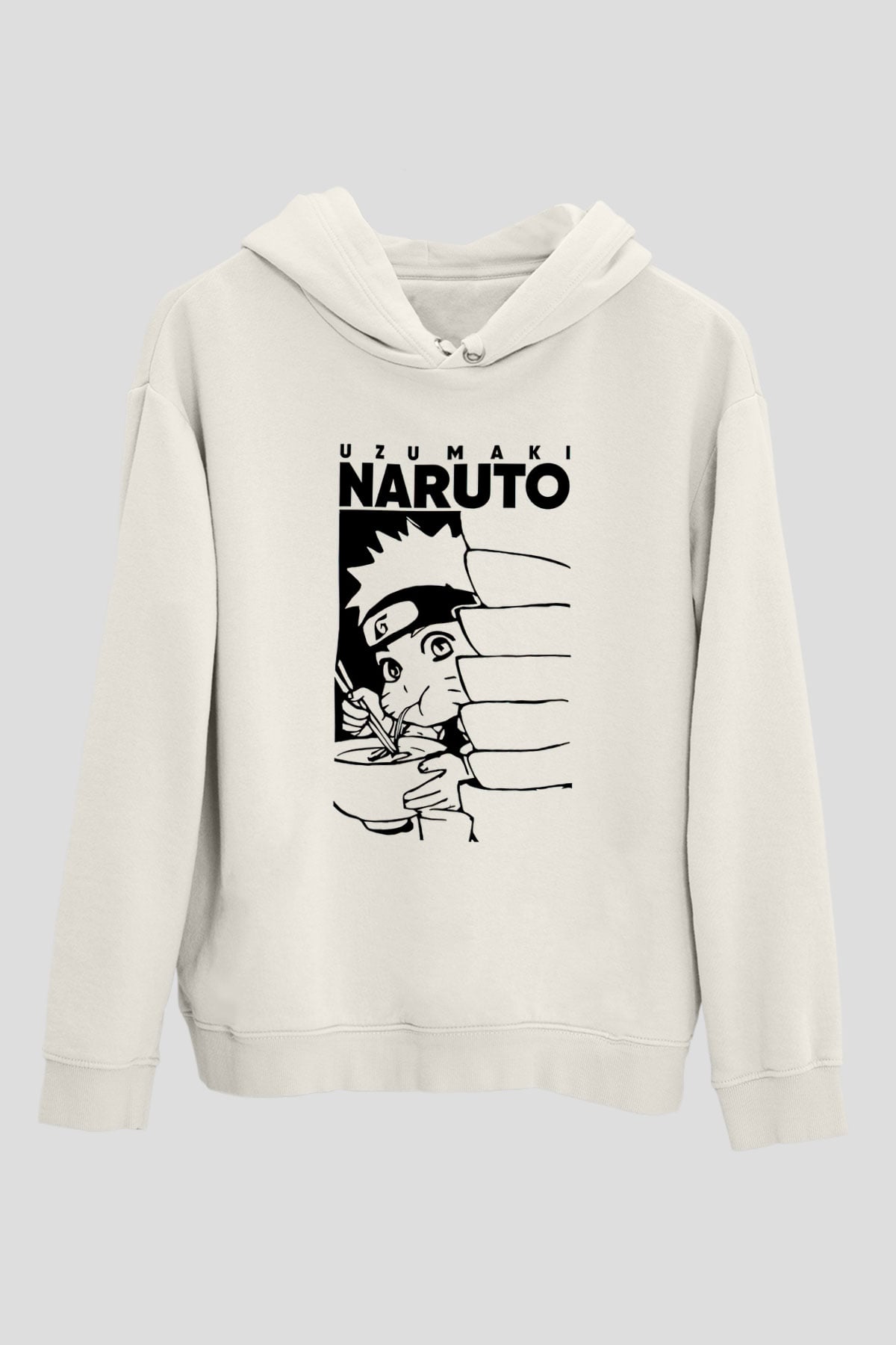 Naruto Baskılı Beyaz Unisex Hoodie