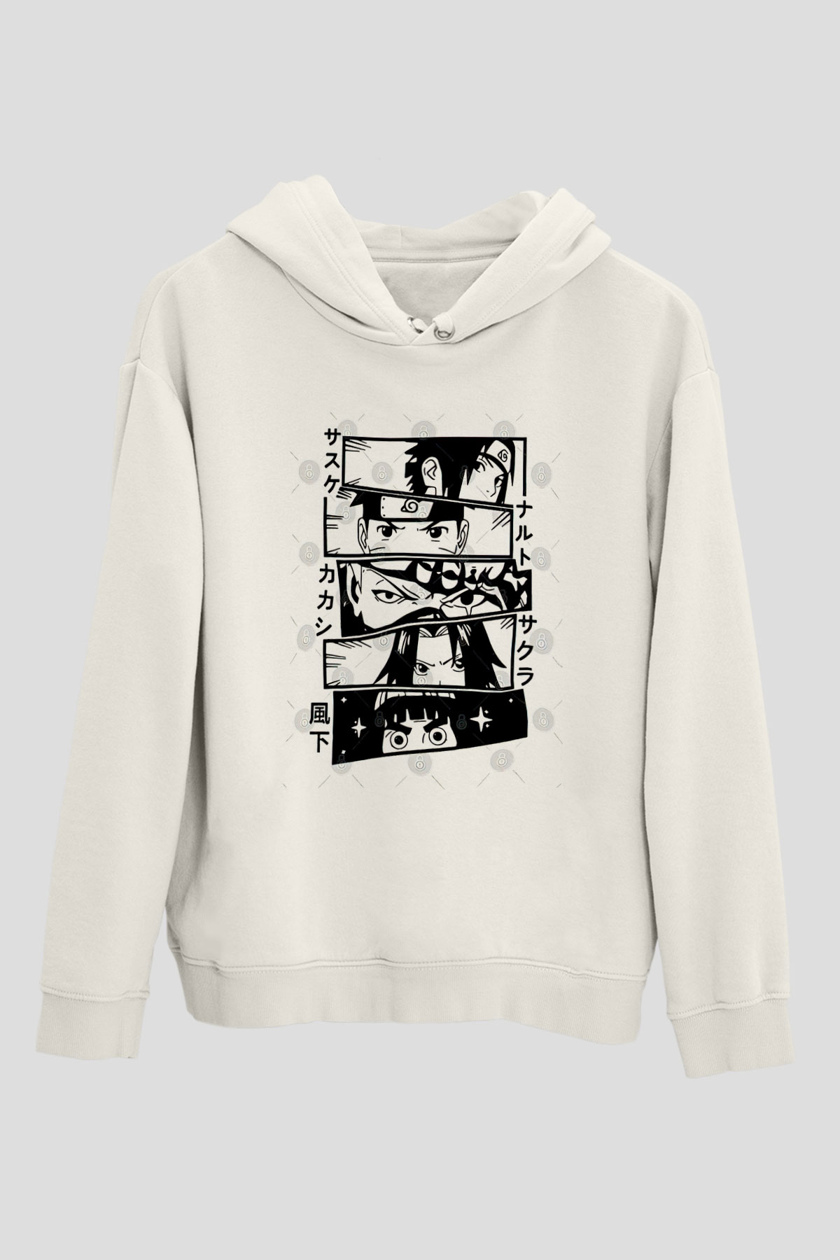 Naruto Baskılı Beyaz Unisex Hoodie